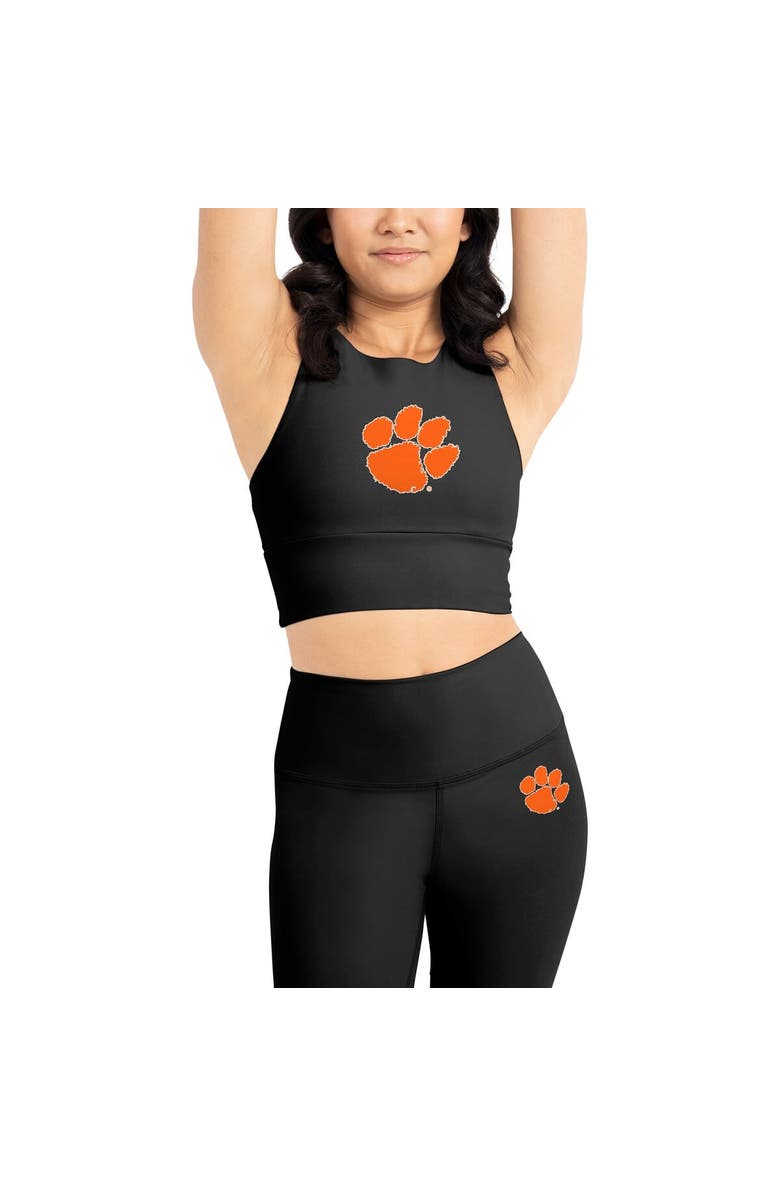Certo Women's Kadi Brand Black Clemson Tigers Buttery Soft Midi Bra & Leggings Set, Main, color, Black