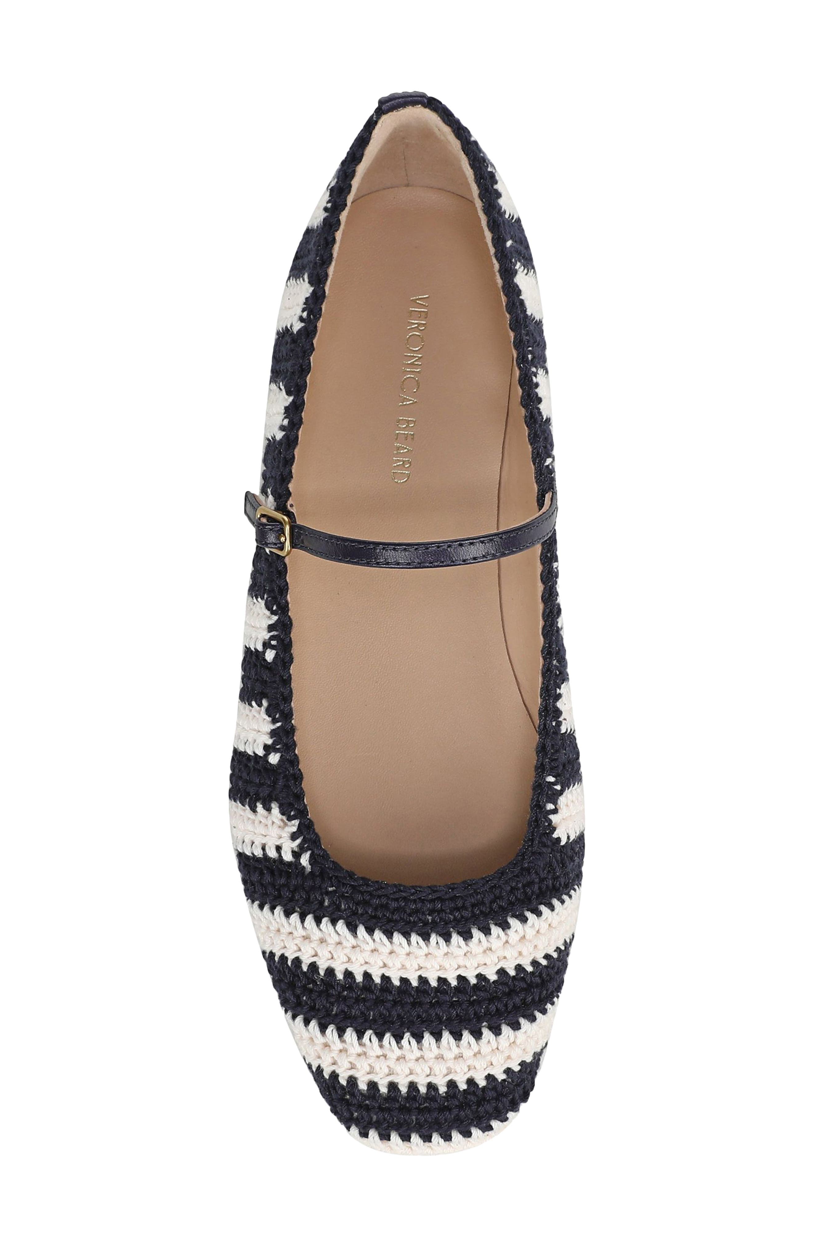 Veronica Beard Ellie Crochet Flat, Alternate, color, Navy/ Ecru