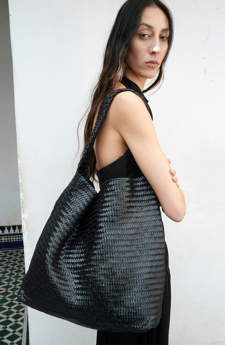 MANGO Braided Leather Bucket Bag, Alternate, color,