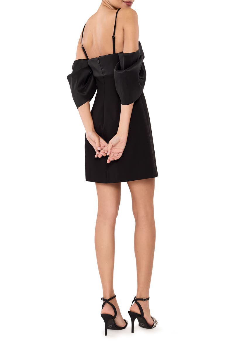 Capri Cold Shoulder Minidress, Alternate, color, BLACK