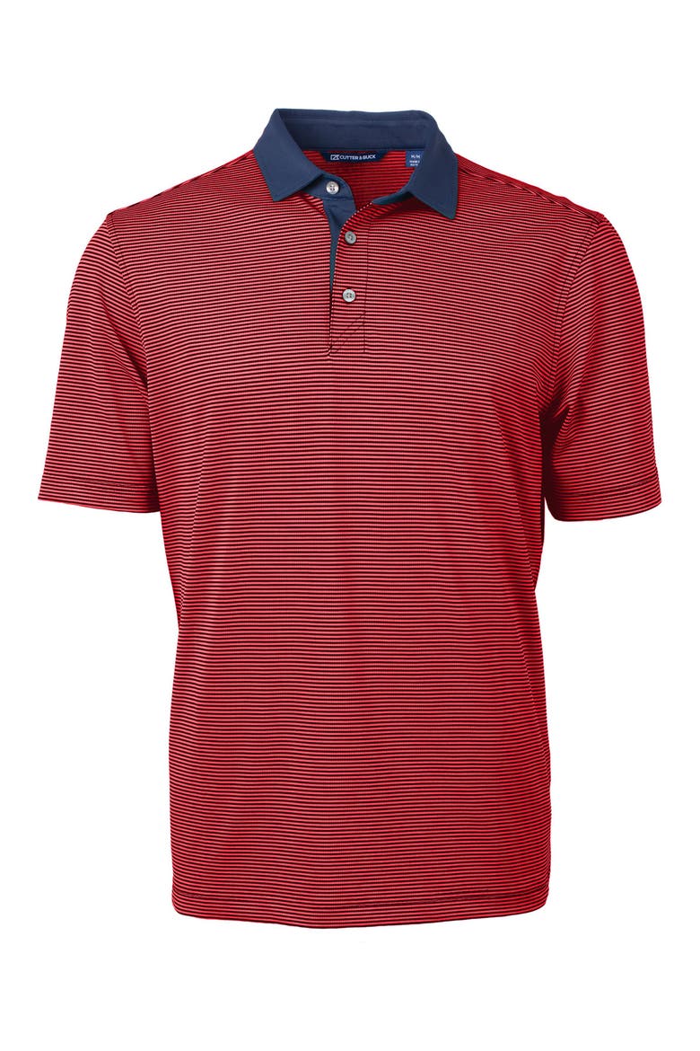 Virtue Micro Stripe Polo, Main, color, RED/ NAVY BLUE