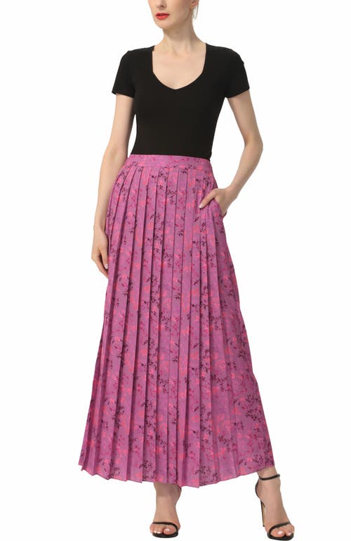 Kimi & Kai Print Box Pleat Maxi Skirt In Pink