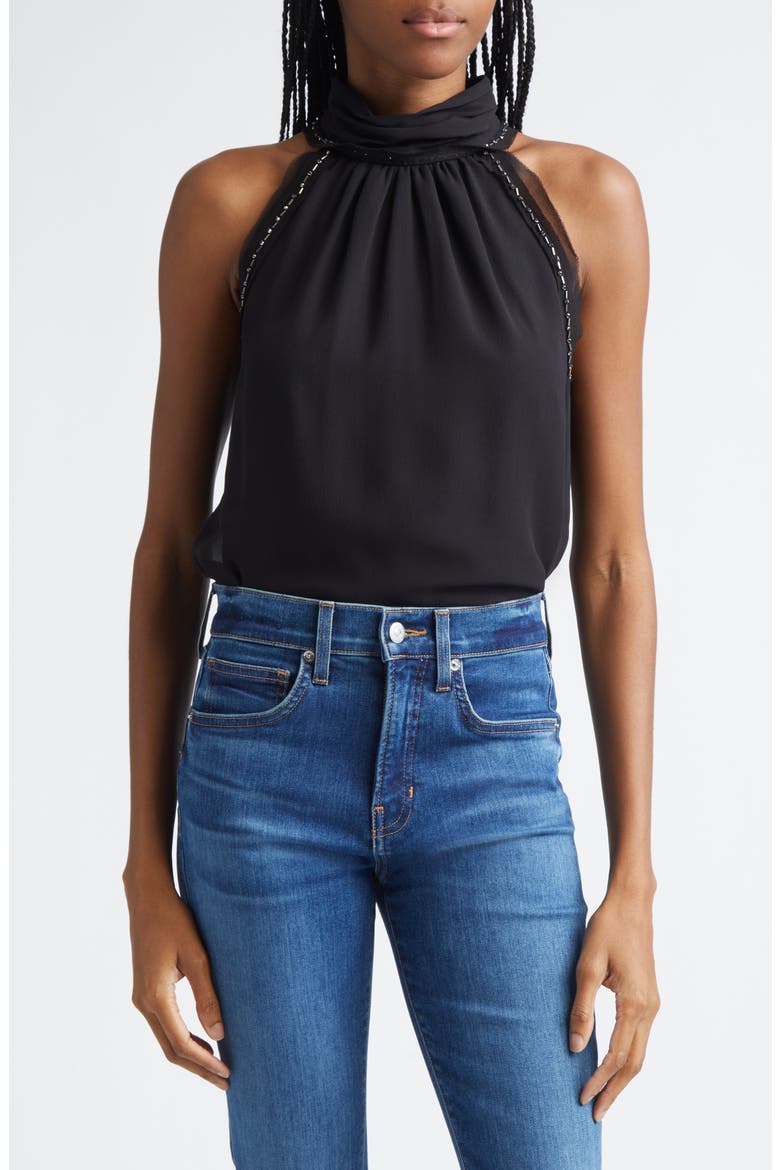 Tanisha Sleeveless Silk Top, Main, color, BLACK
