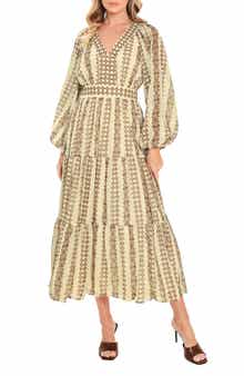 Print Tiered Midi Dress