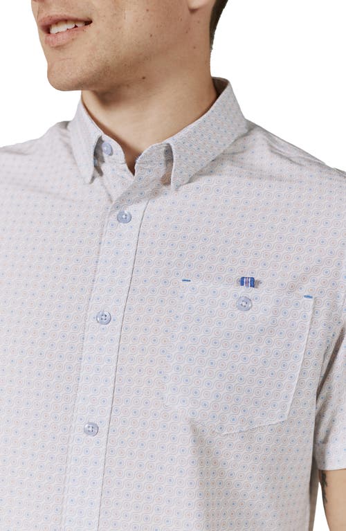 7 Diamonds Colson Medallion Print Short Sleeve Performance Button-up Shirt In Blue