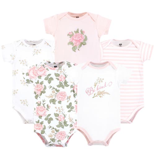 Hudson Baby Cotton Bodysuits 5-pack In Pink