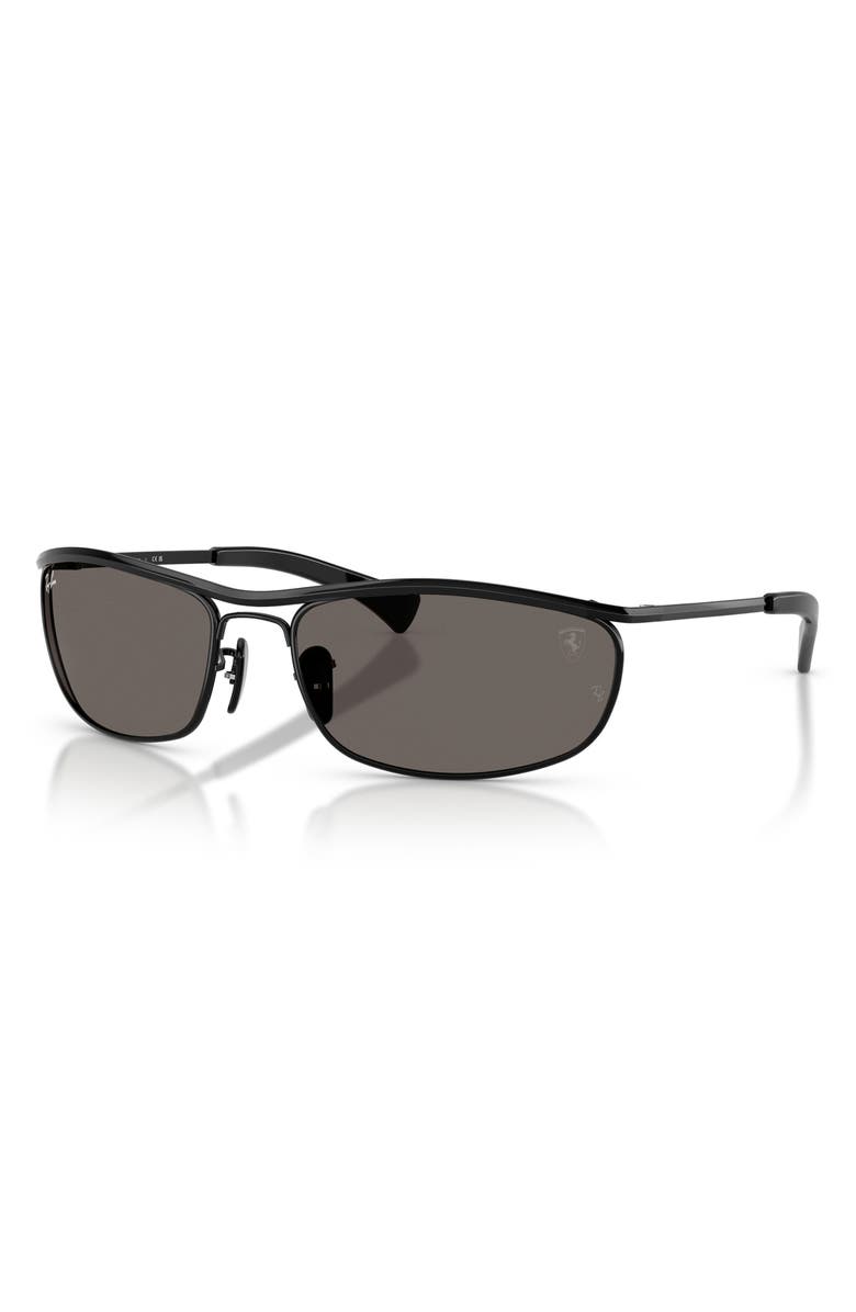 Ray-Ban x Ferrari 62mm Oversize Oval Sunglasses, Alternate, color, Black / Dark Grey