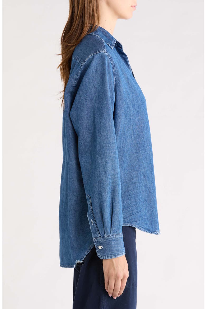 Eileen Relaxed Denim Button-Up Shirt, Alternate, color, DISTRESSED INDIGO WASHED DENIM