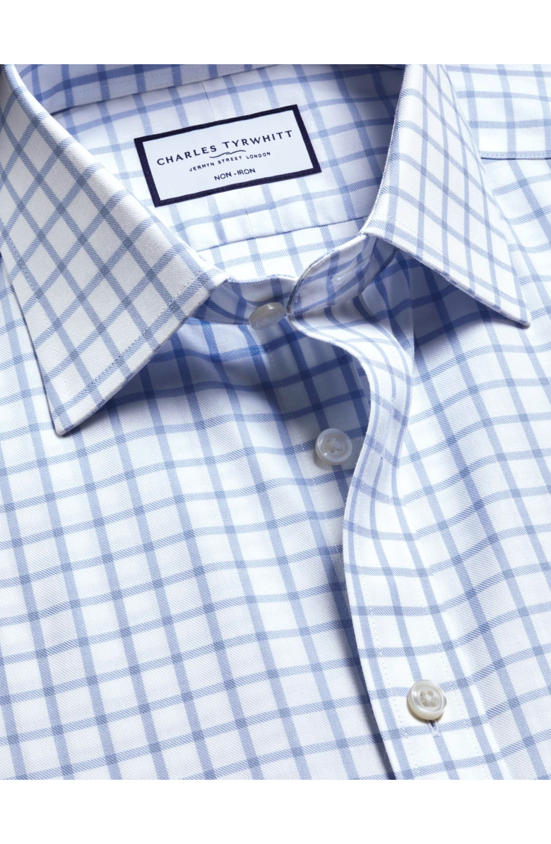 Charles Tyrwhitt Non-Iron Twill Grid Check Shirt, Alternate, color, Sky Blue