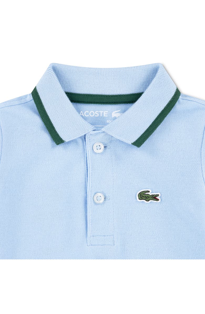 Lacoste Polo Collar Stretch Cotton Piqué Romper, Alternate, color, Panorama