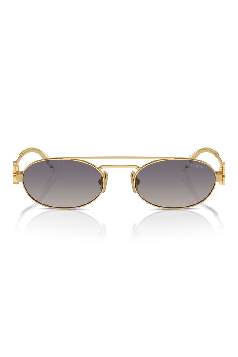 53mm Oval Sunglasses, Main, color, GOLD / BLUE MIRROR SILVER