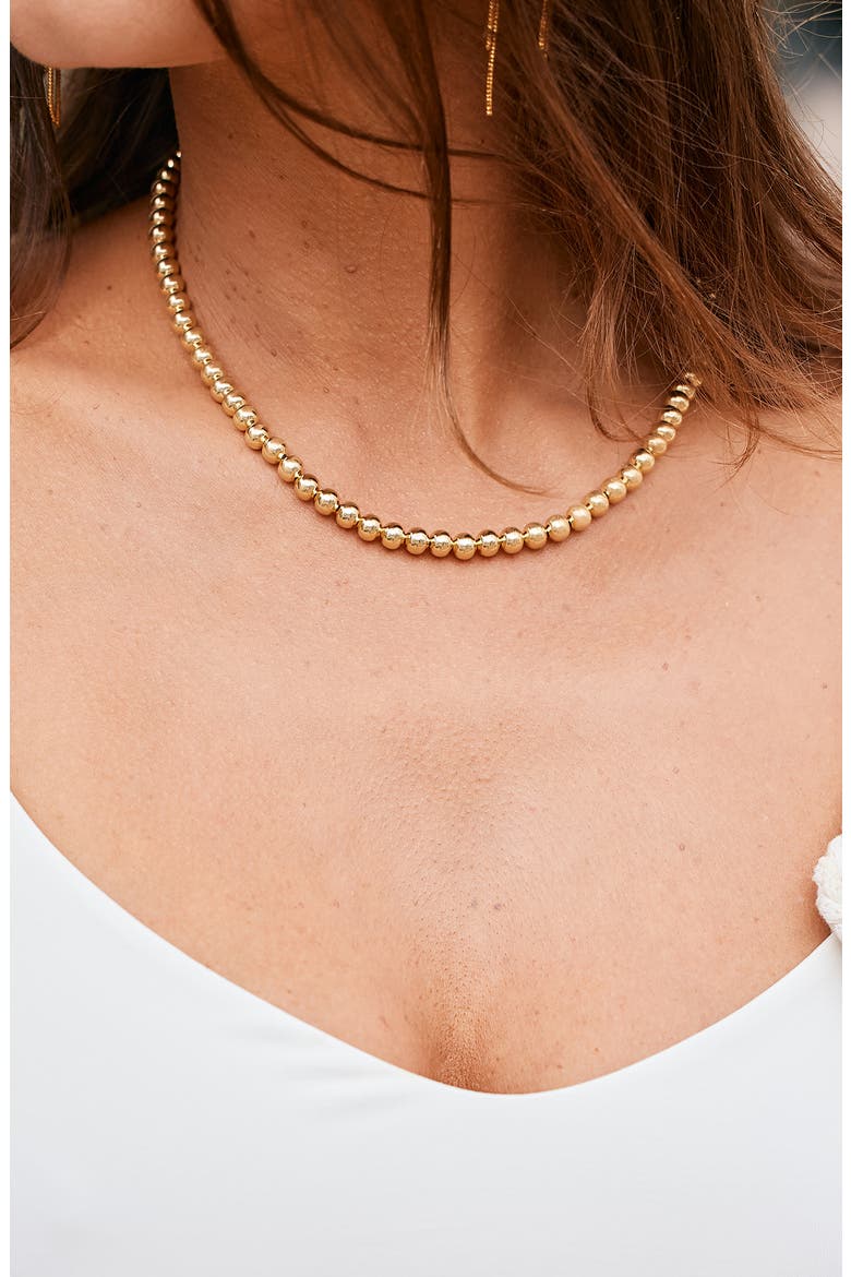 Makenna Beaded Ball Chain Necklace, Alternate, color, GOLD