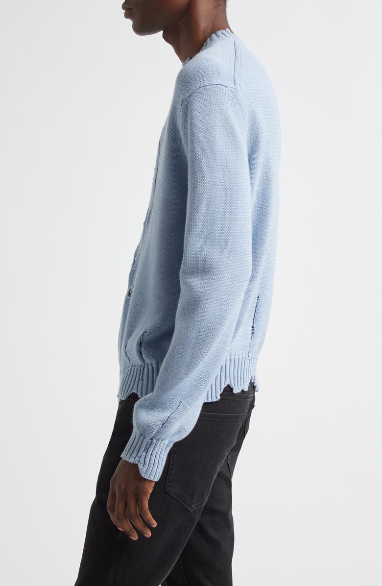 McQueen Distressed Skull Crewneck Sweater, Alternate, color, Shirting Blue