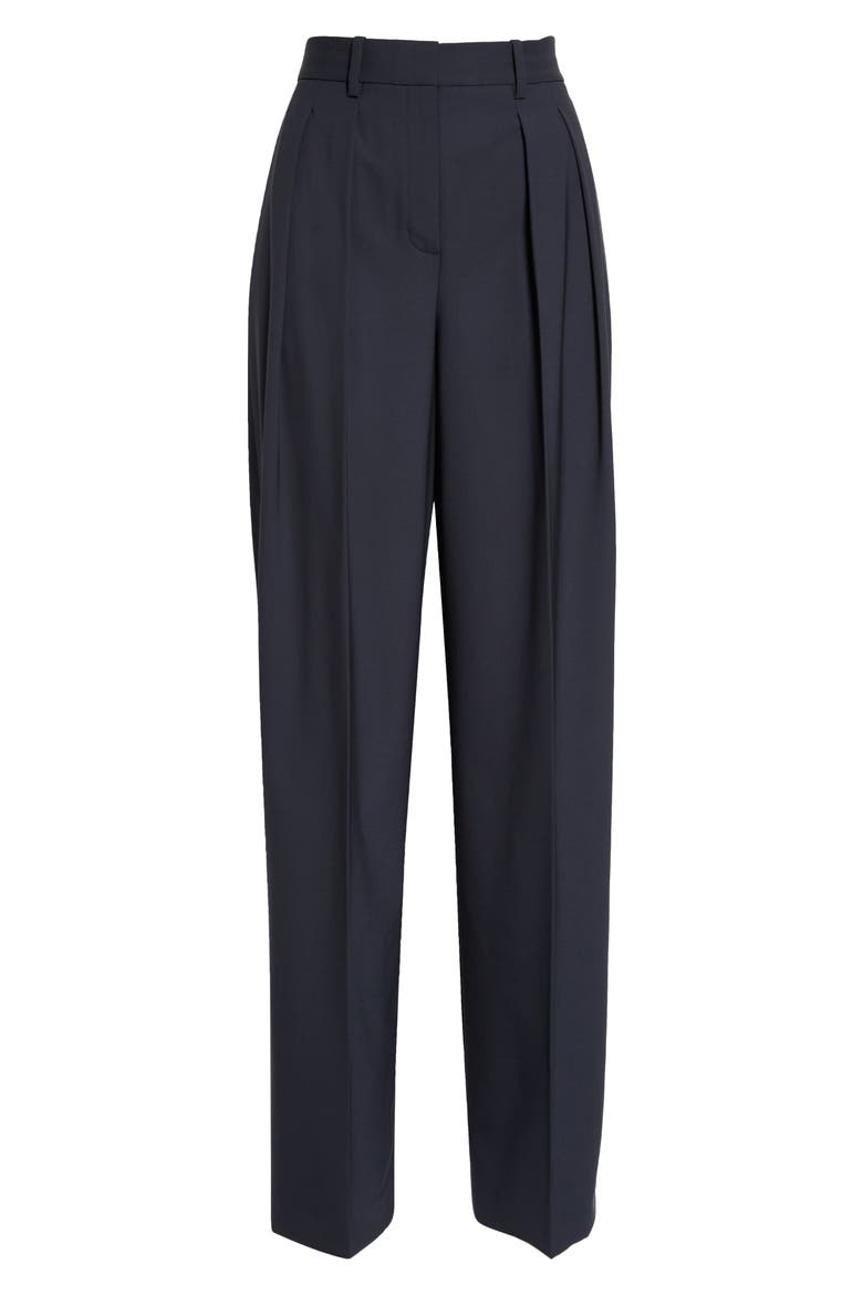 New T Double Pleated Stretch Wool Pants, Alternate, color, NOCTURNE NAVY