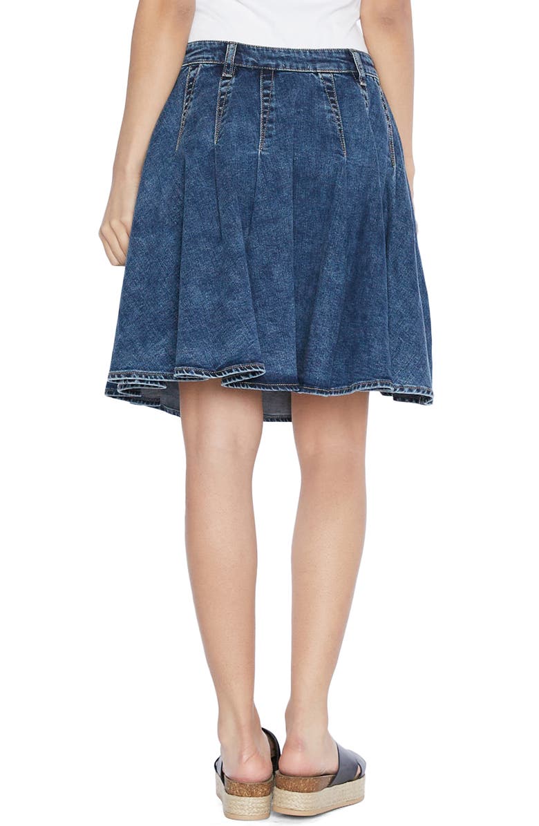 Wash Lab Denim Pleat Skater Denim Skirt, Alternate, color, Joey Blue