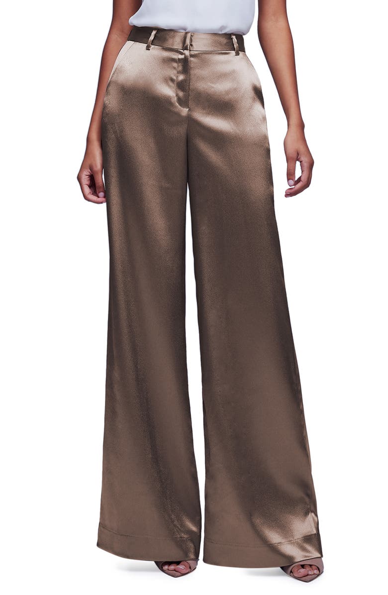 L'AGENCE Gavin Wide Leg Satin Pants, Main, color, 