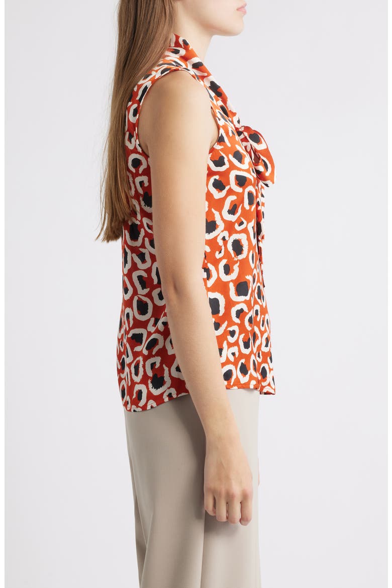 Bow Neck Sleeveless Satin Top, Alternate, color, PERSIMMON LEOPARD