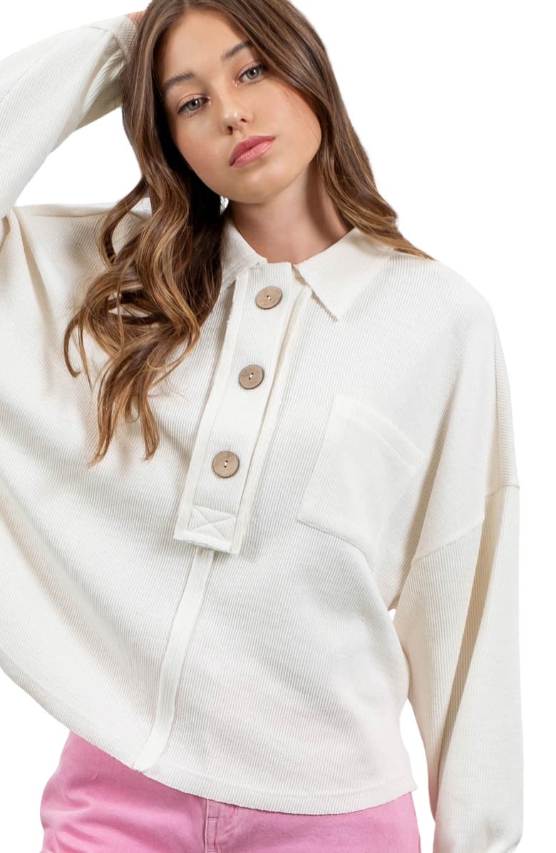 Blu Pepper Button Placket Sweater Top, Alternate, color, 