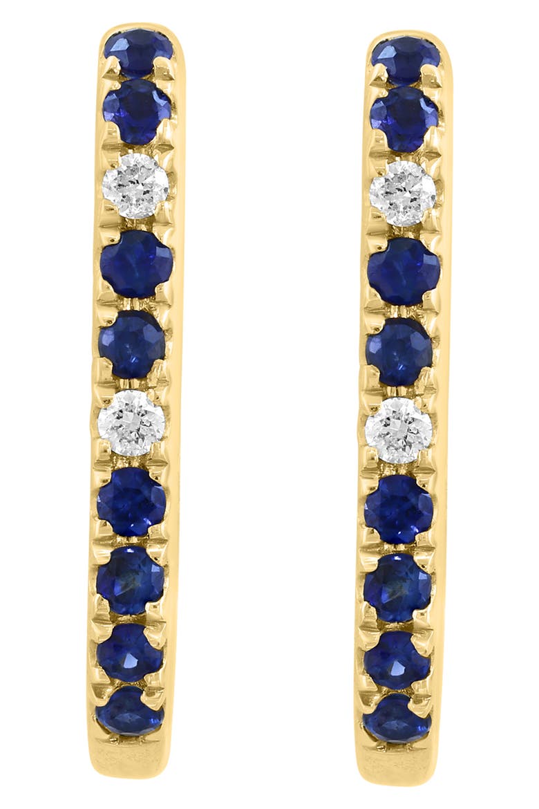 Diamond & Blue Sapphire Hoop Earrings, Alternate, color, BLUE