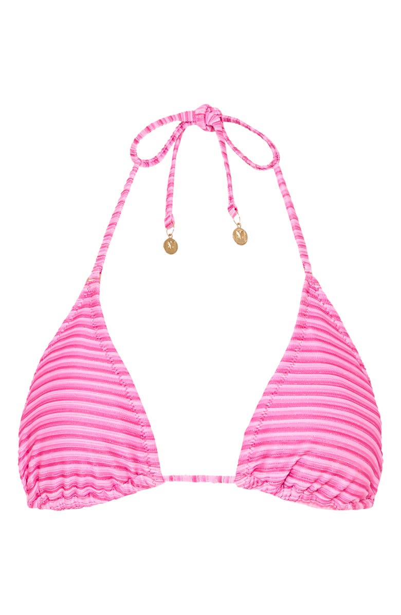 Milly Metallic Stripe Triangle Bikini Top, Alternate, color,