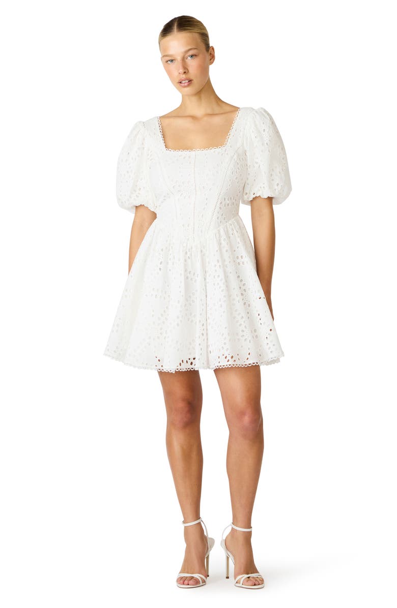Steve Madden Briana Eyelet Embroidery Minidress, Alternate, color, Antique