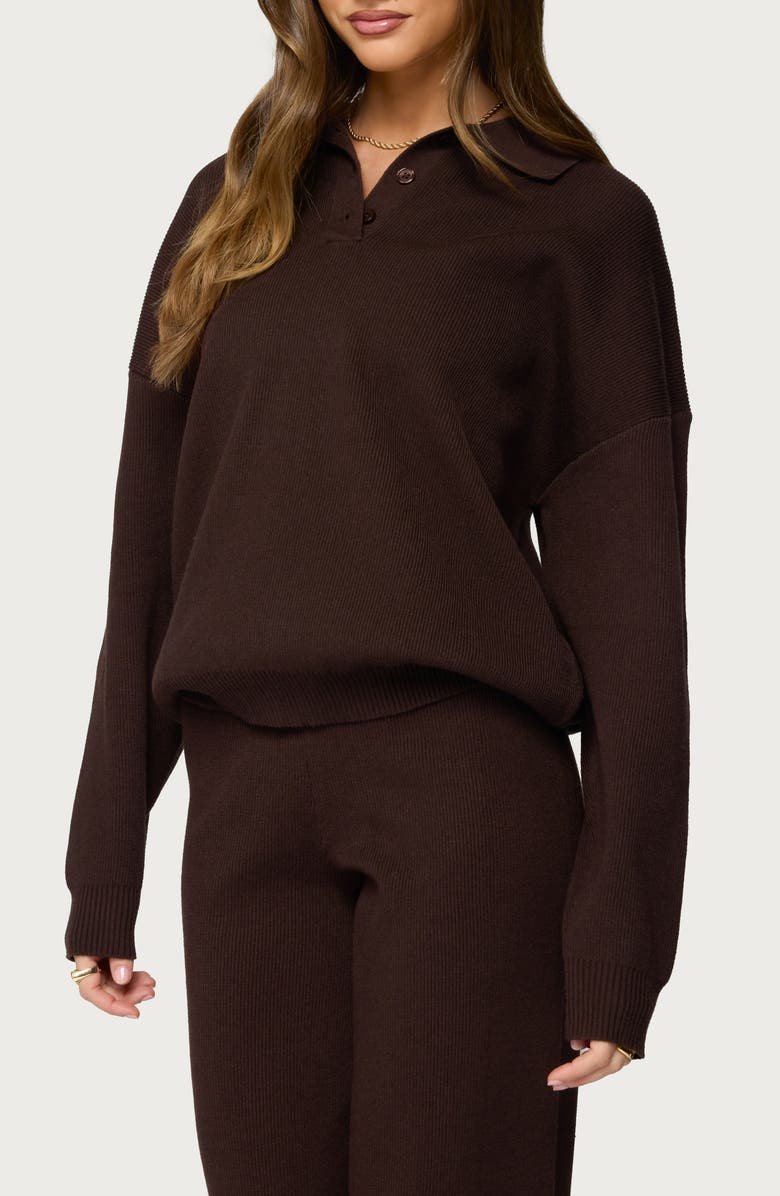 EDIKTED Lorie Oversize Polo Sweater, Alternate, color, 
