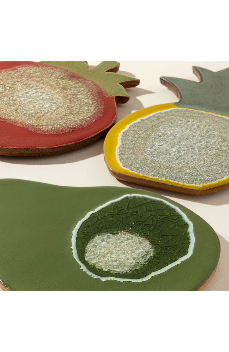 Uncommon Goods Fruitful Trivet & Server by Dock 6 Pottery, Alternate, color, Avocado Green