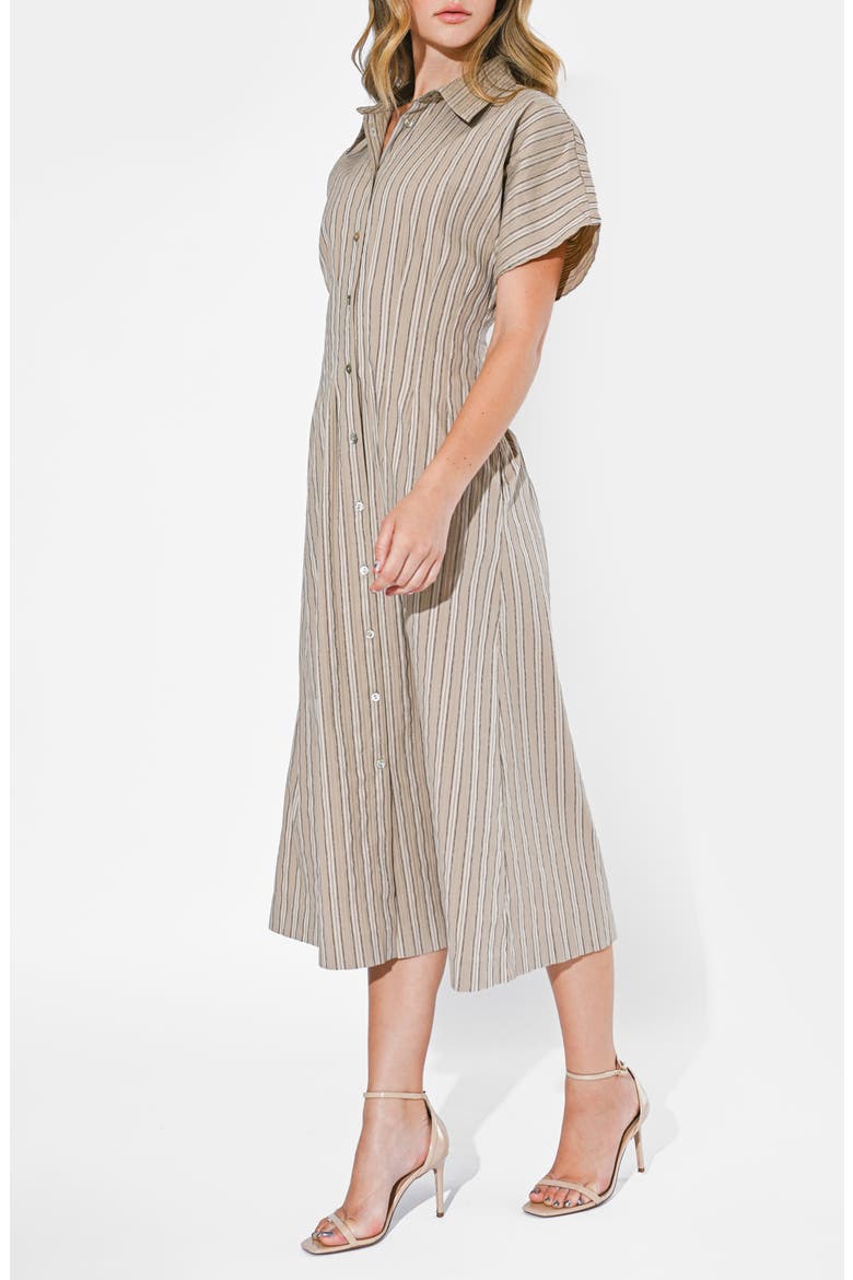Audrey Stripe Cotton Blend Shirtdress, Alternate, color, MOCHA
