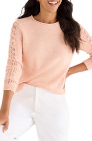 NIC+ZOE Crochet Sleeve Sweater