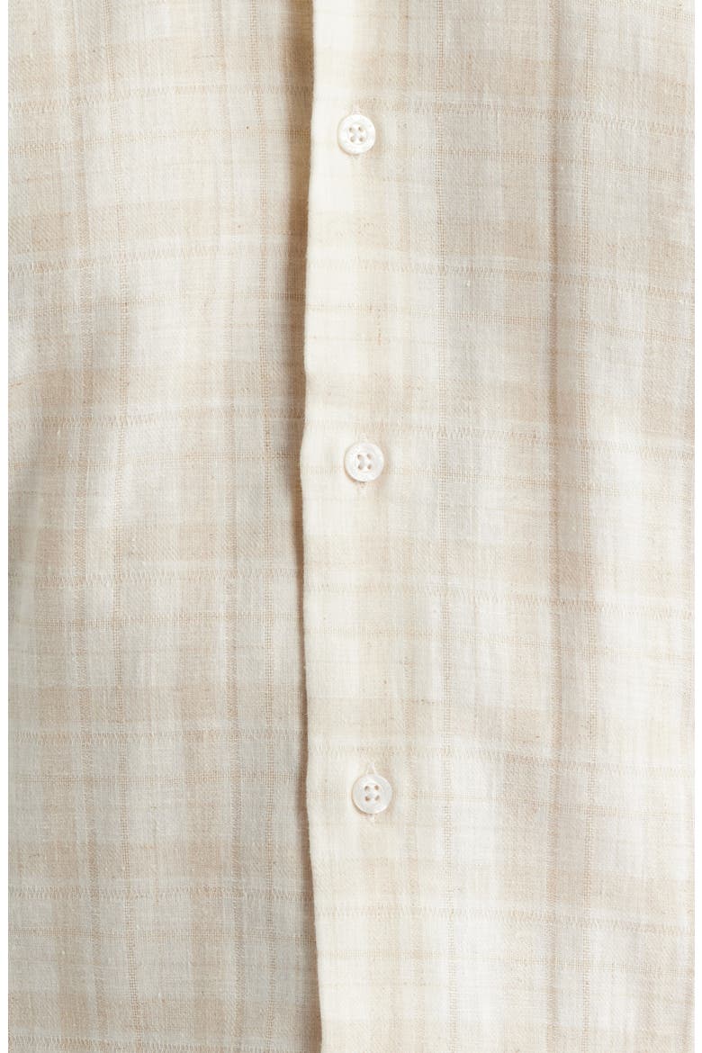 Edgemont Plaid Cotton & Linen Button-Up Shirt, Alternate, color, TAN