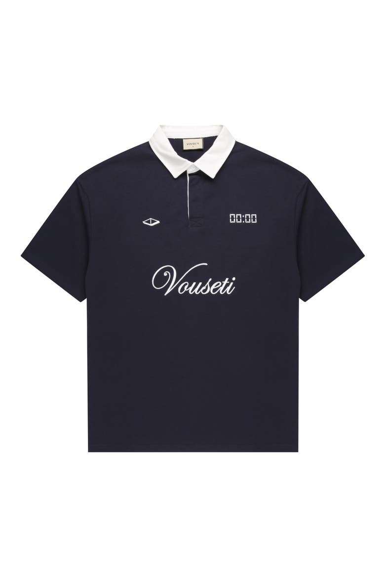 Post Game Embroidered Cotton Rugby Polo, Alternate, color, NAVY