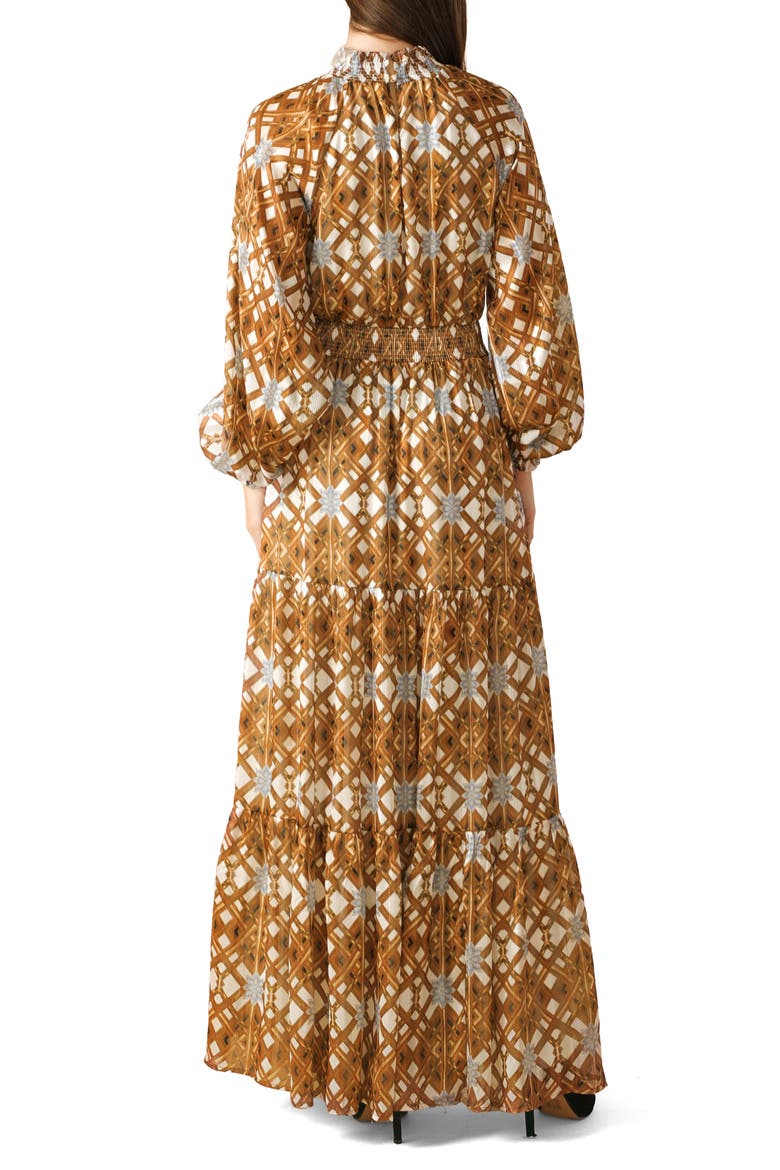 Print Tiered Long Sleeve Maxi Dress, Alternate, color, IVORY