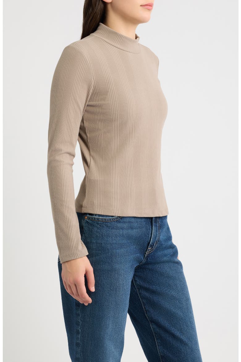 Mock Neck Long Sleeve Shirt, Alternate, color, MUSHROOM