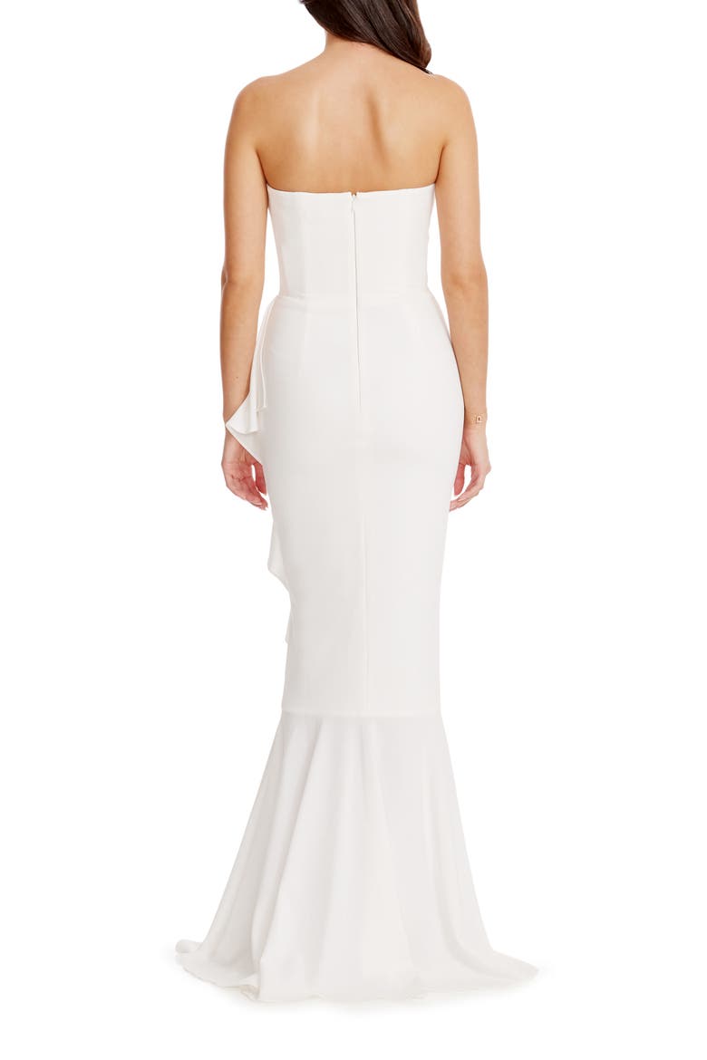 Paris Ruffle Strapless Mermaid Gown, Alternate, color, WHITE