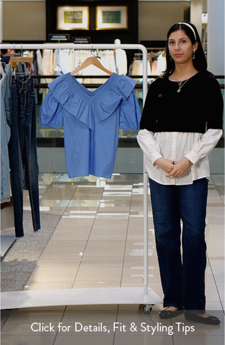 Smocked Ruffle Puff Sleeve Cotton Blouse, sales video thumbnail