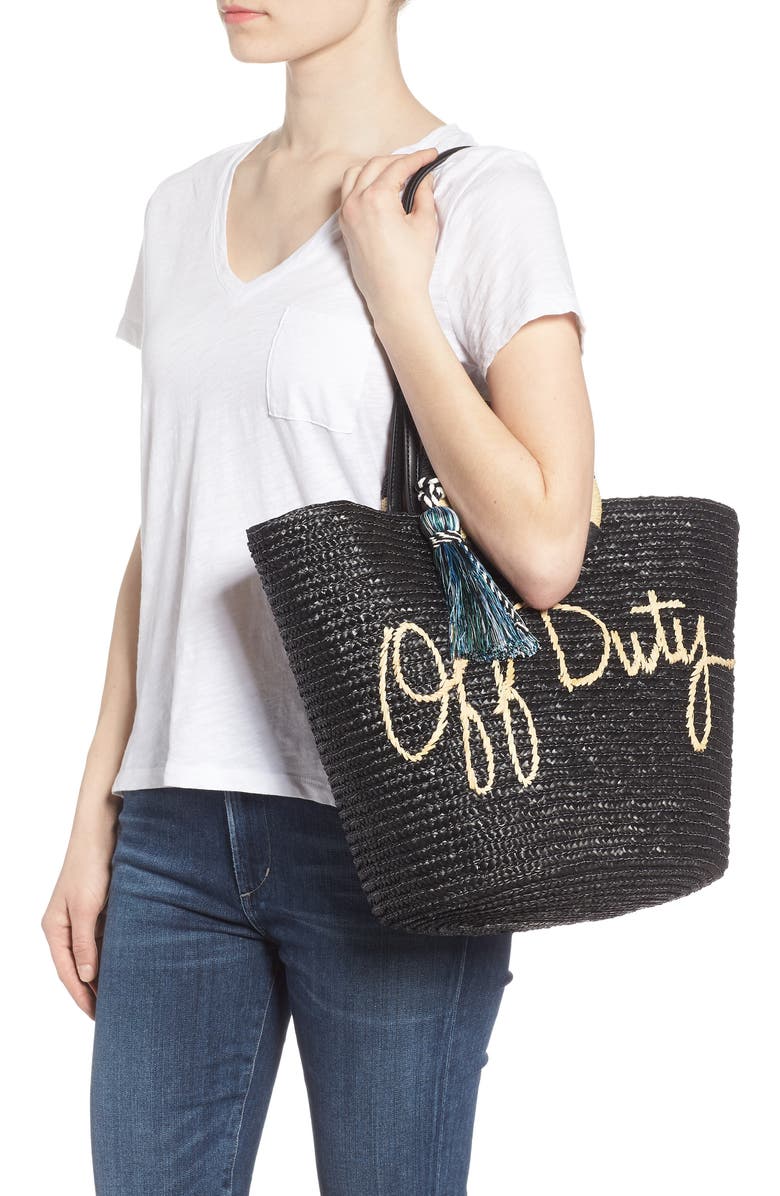 Rebecca Minkoff Off Duty Woven Straw Tote, Alternate, color,
