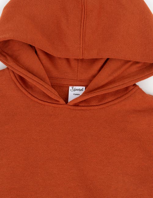 Leveret Kids Pullover Hoodie, Cotton Blend, Kangaroo Pocket, Solid Colors In Brown