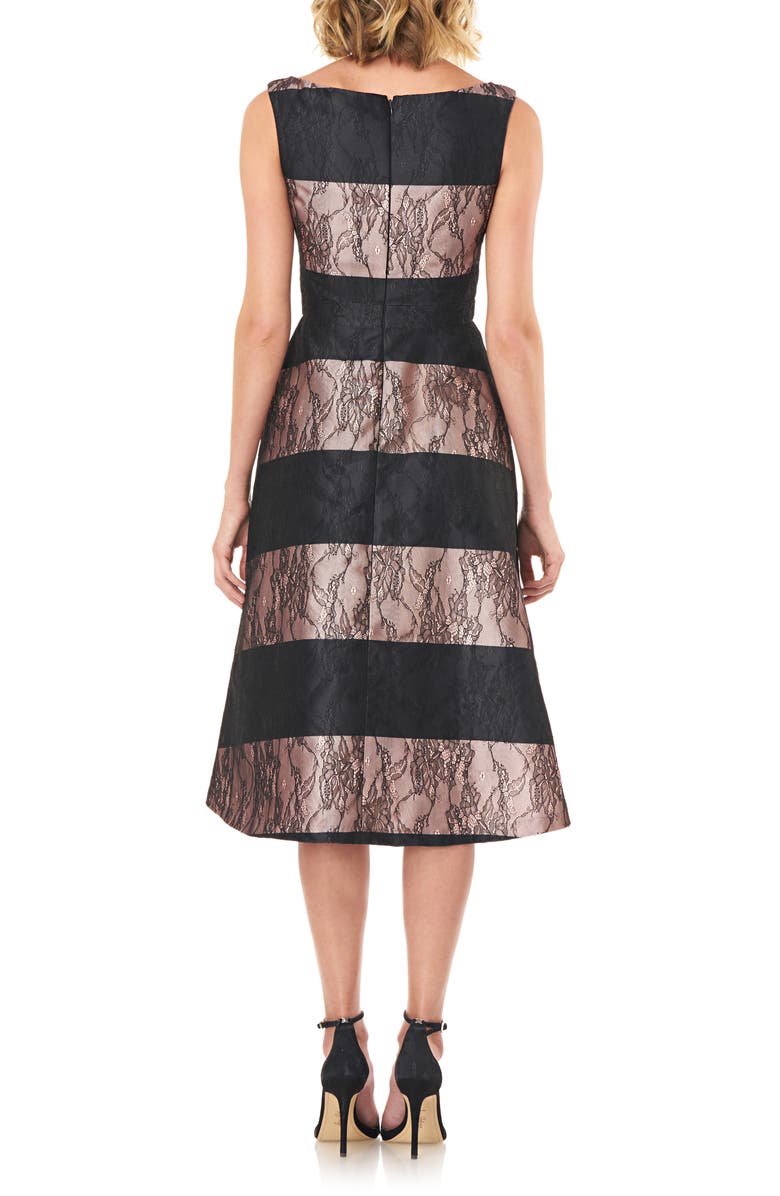 Kay Unger Sarah Stripe Floral Lace Cocktail Dress, Alternate, color, 