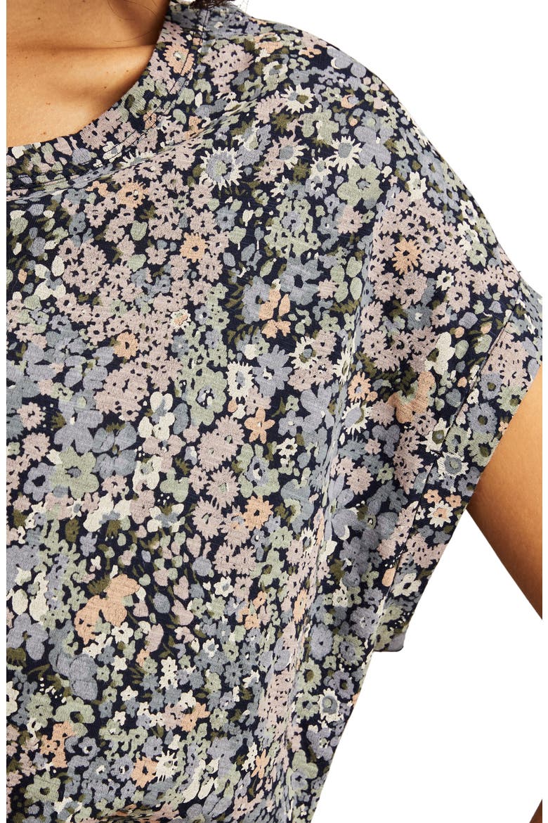 Abstract Floral Short Sleeve Knit Top, Alternate, color, NAVY FLORAL
