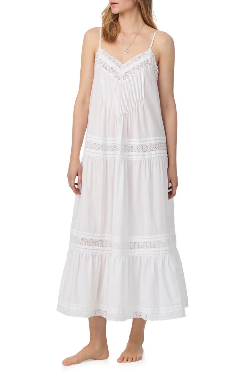Eileen West Sleeveless Cotton Ballet Nightgown, Alternate, color, White