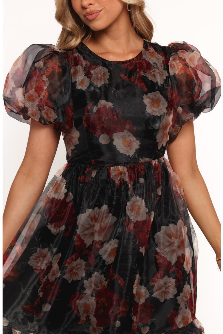 Elspeth Floral Midi Dress, Alternate, color, BLACK FLORAL