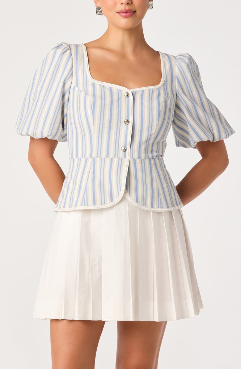 ASTR the Label Brigitta Mixed Media Dress, Alternate, color, White Blue Stripe