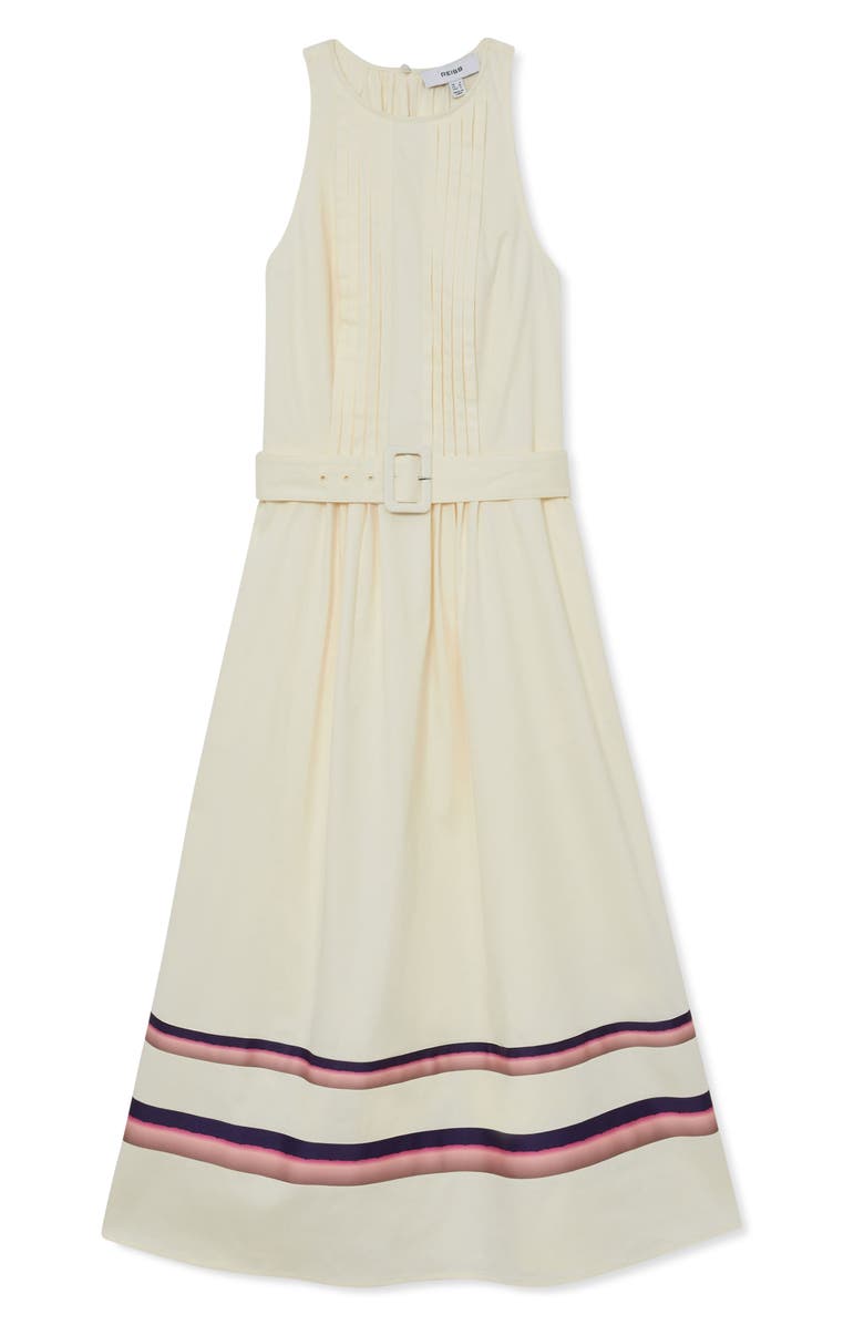 Reiss Sara Pleat Belted A-Line Dress, Alternate, color, Cream