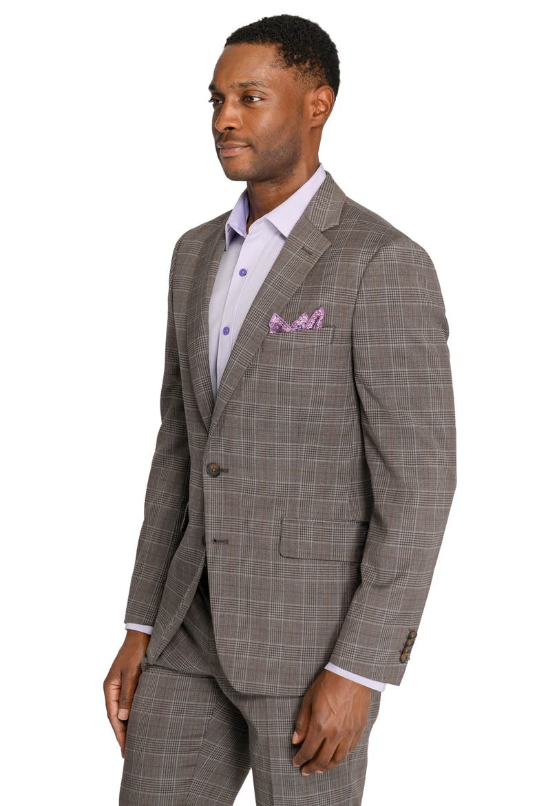 Slim Fit Plaid Suit Jacket, Alternate, color, TAUPE