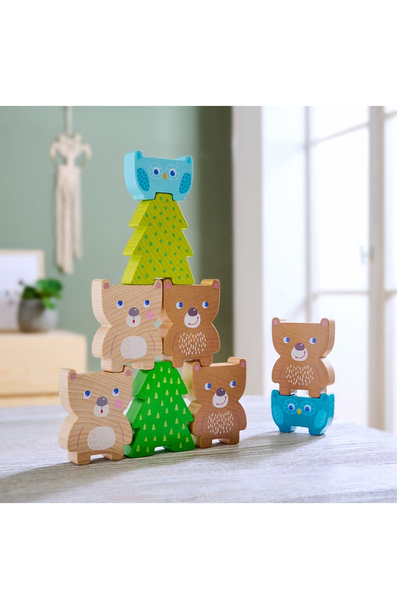 HABA Forest Friends Chunky Wooden Stacking Toy, Alternate, color, Green Multi
