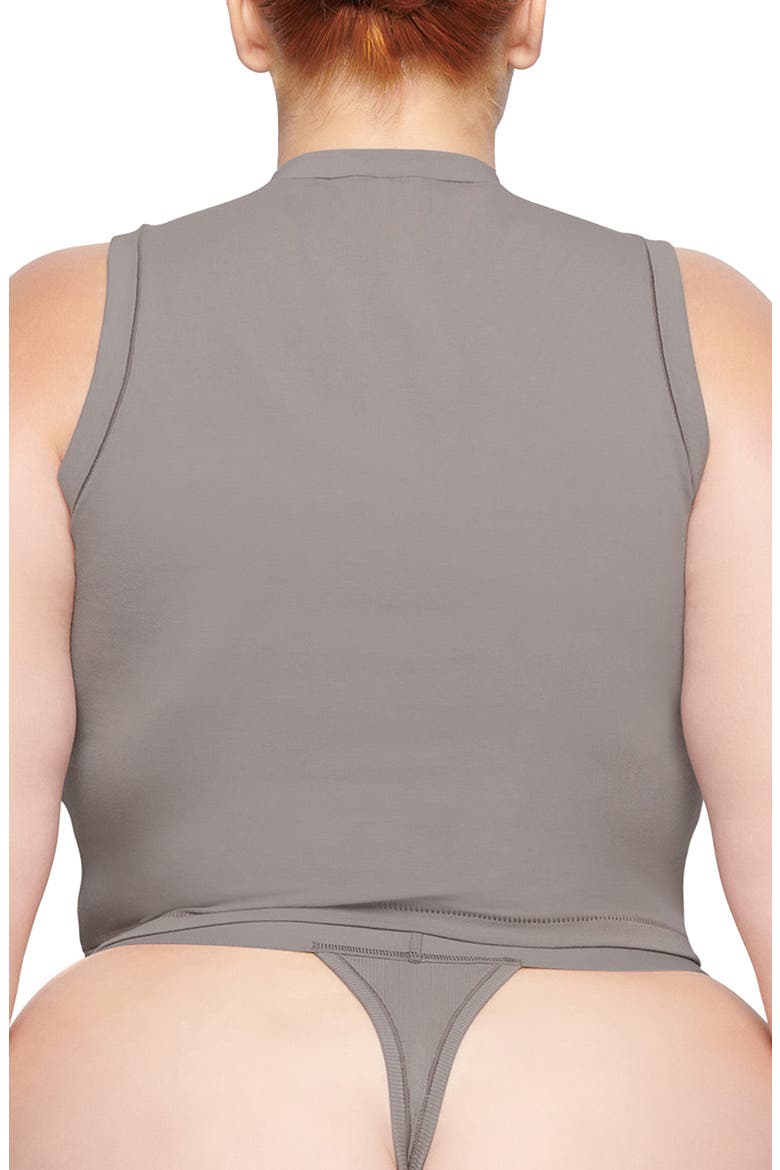 Stretch Cotton Jersey Mock Neck Tank, Alternate, color, SMOKE