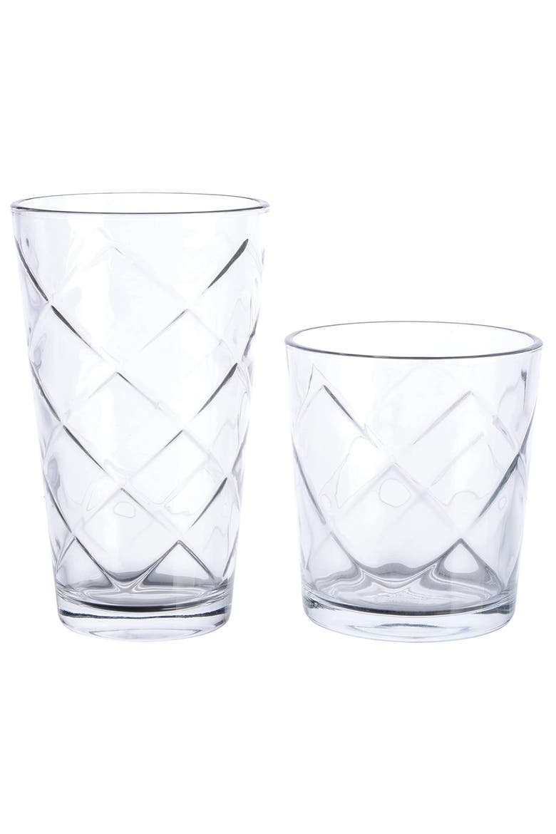 16 Piece Lattice Glassware Drinkware Set, Alternate, color, Clear