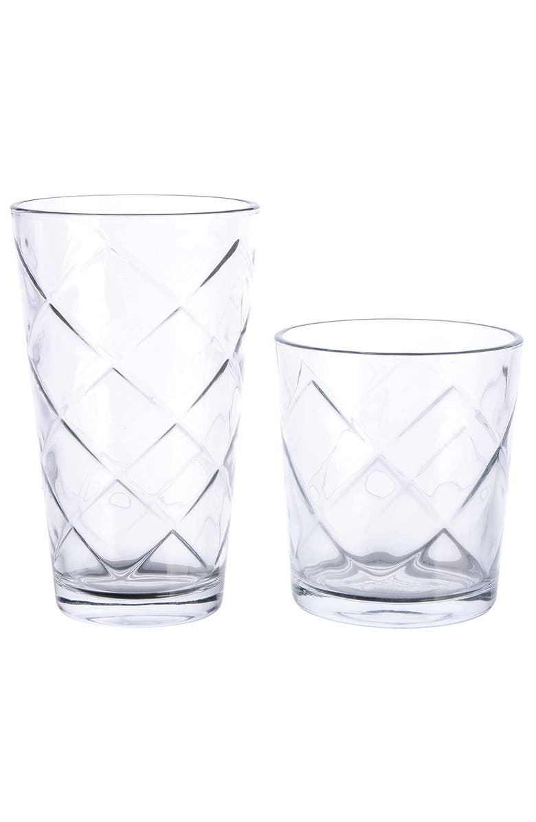Gibson Home 16 Piece Lattice Glassware Drinkware Set, Alternate, color, Clear