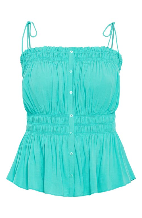 City Chic Lyla Tie Strap Peplum Tank In Green