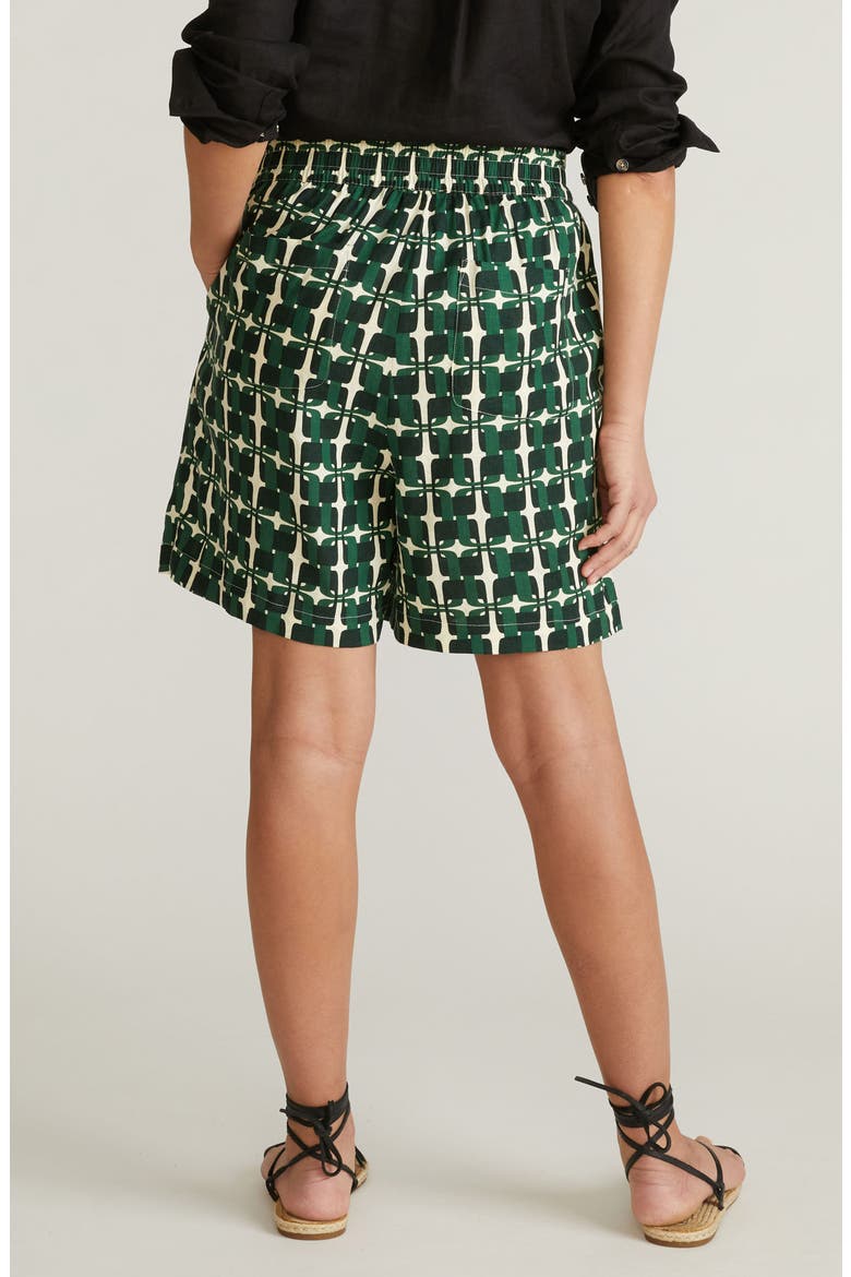 Juniper Pull-On Linen Blend Shorts, Alternate, color, GREEN TRELLIS PRINT
